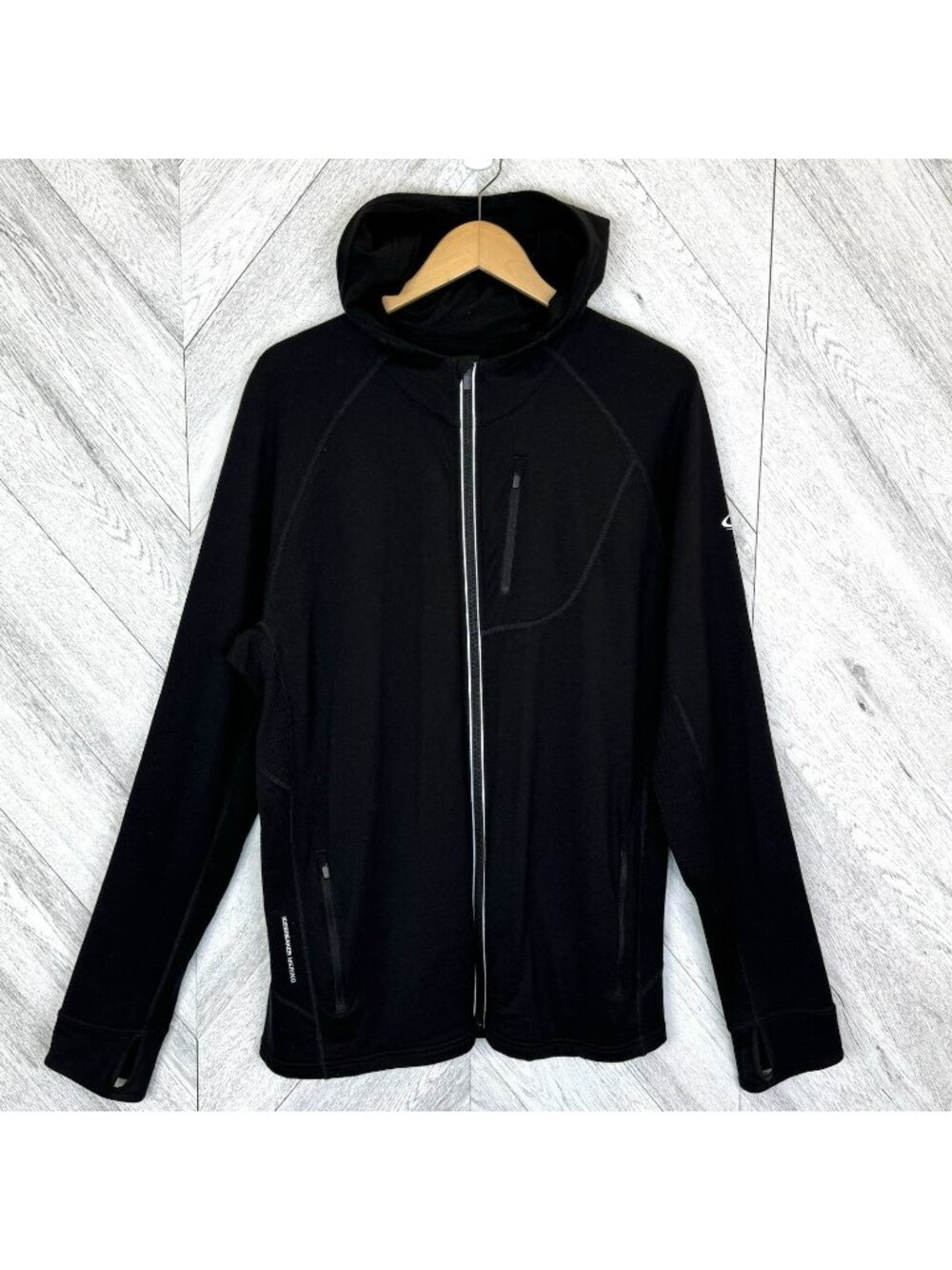 Icebreaker Merino GT Quantum Full Zip Hoody Jacket Black Wool Mens Size XXL 2XL